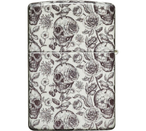 Зажигалка Zippo Skeleton с покрытием Glow in the Dark Green, латунь/сталь, серая, 38x13x57 мм 49458