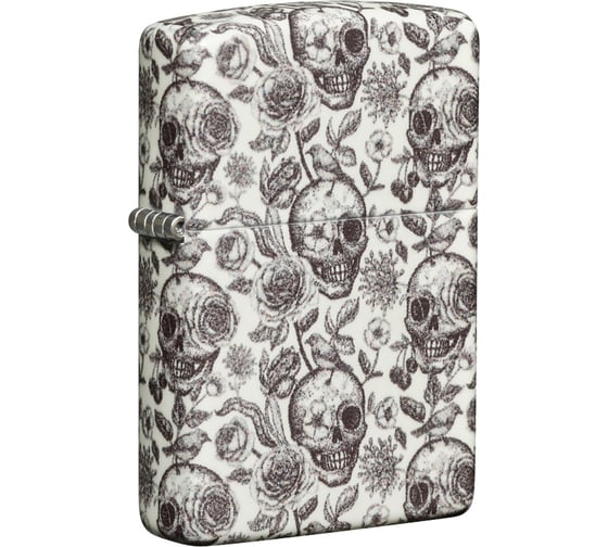 Зажигалка Zippo Skeleton с покрытием Glow in the Dark Green, латунь/сталь, серая, 38x13x57 мм 49458