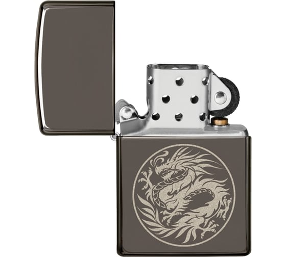Зажигалка Zippo Лучшая цена 2022 с покрытием Black Ice, латунь/сталь, чёрная, 38x13x57 мм 49718