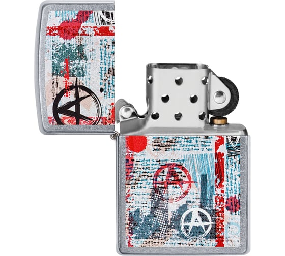 Зажигалка Zippo Anarchy Design с покрытием Street Chrome, 38x13x57 мм 49662