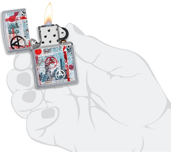 Зажигалка Zippo Anarchy Design с покрытием Street Chrome, 38x13x57 мм 49662
