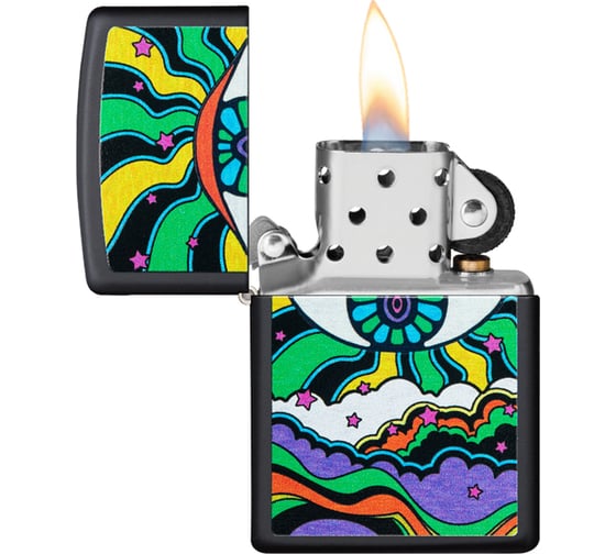 Зажигалка Zippo Black Light Eye с покрытием Black Matte, 38x13x57 мм 49699
