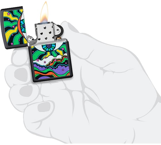Зажигалка Zippo Black Light Eye с покрытием Black Matte, 38x13x57 мм 49699