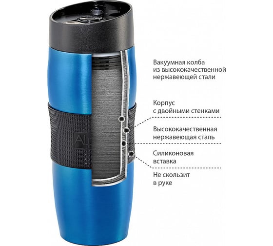 Вакуумная термокружка Alpenkok AK-04010A синий, 400 мл 0R-00001699