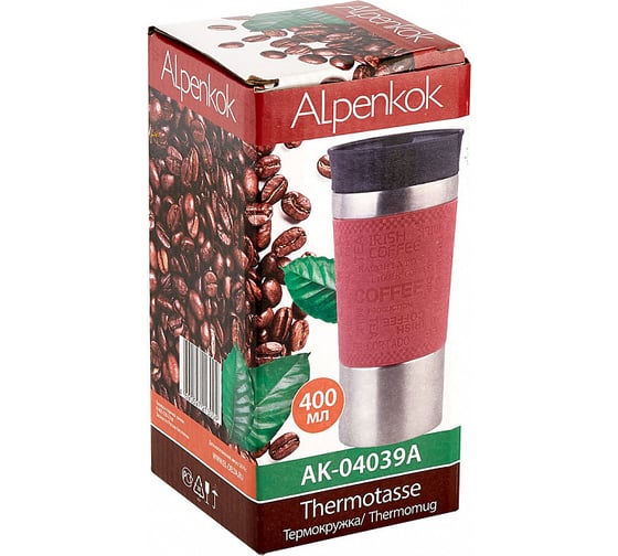 Вакуумная термокружка Alpenkok AK-04039A розовый, 400мл, крышка 36024 Р1-00004168