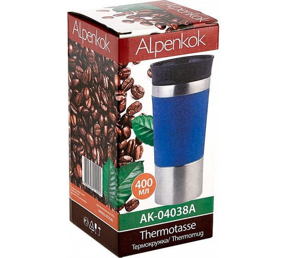 Вакуумная термокружка Alpenkok AK-04038A синий, 400мл, крышка 36024 Р1-00004167