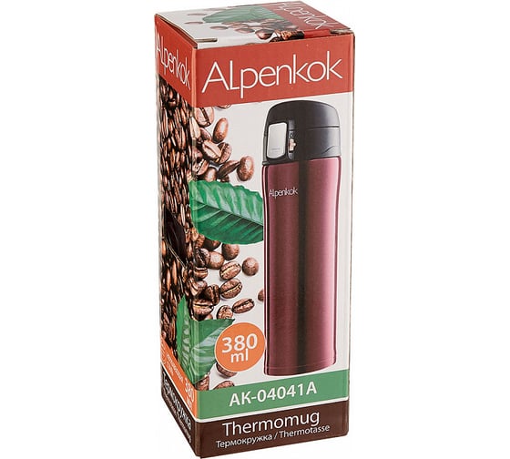 Вакуумная термокружка Alpenkok AK-04041A бордовая, 380 мл 0R-00006874