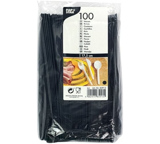 Столовый нож PAPSTAR Н175 мм, черный 1/100/2000 PS-85913