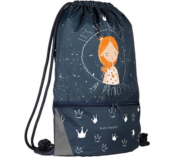 Двухсекционный мешок для обуви Bruno Visconti YOUNG PRINCESS, синий, 37х48 см 15-003-005/02