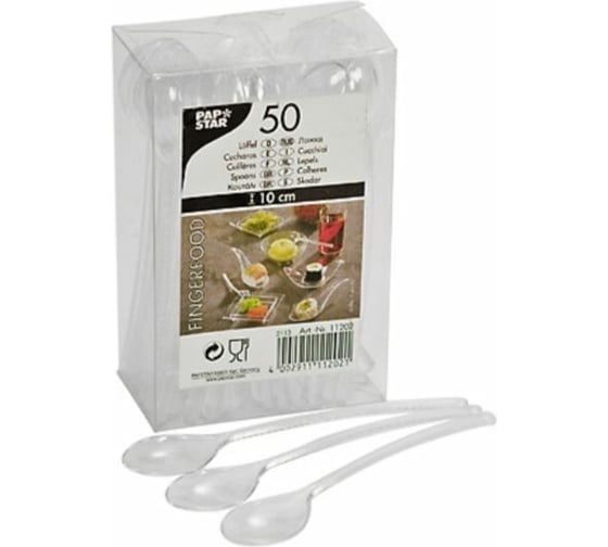 Фуршетная ложечка PS PAPSTAR Н100 мм, прозрачный, 50 шт PS-11202 1