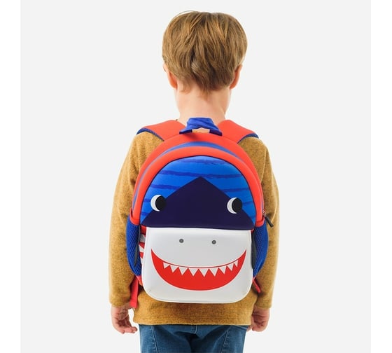 Рюкзак с уплотненной спинкой BERLINGO Kids Little shark, 29х22х9 см, 1 отделение, 3 кармана, RU06001