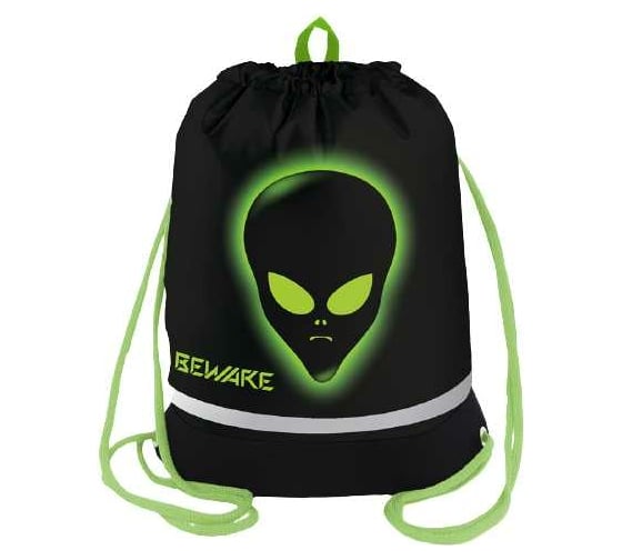 Мешок для обуви BERLINGO Alien, 1 отделение, светоотражающая лента, карман на молнии MS09447 1