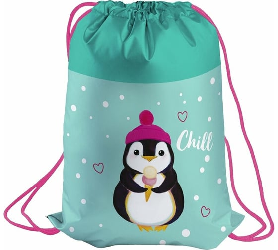 Мешок для обуви BERLINGO Penguin, 1 отделение, 460х360мм, с вентиляционной сеточкой MS09258