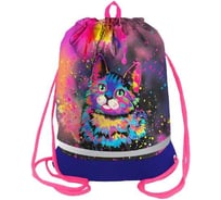 Мешок для обуви BERLINGO Neon Cat, 1 отделение, светоотражающая лента, карман на молнии MS09443