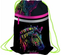 Мешок для обуви BERLINGO Neon Zebra, 1 отделение, светоотражающая лента, карман на молнии MS09342