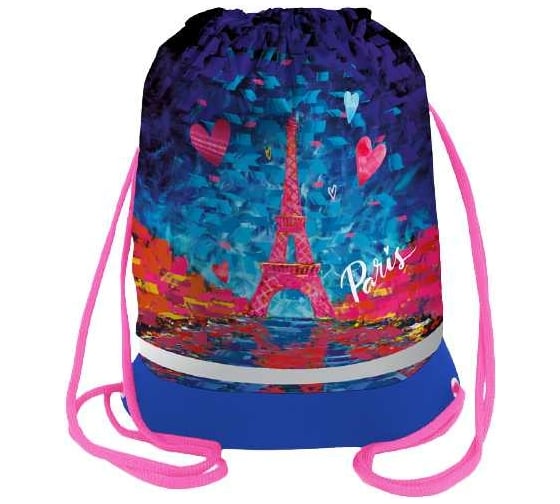 Мешок для обуви BERLINGO Eiffel Tower, 1 отделение, светоотражающая лента, карман на молнии MS09440 1