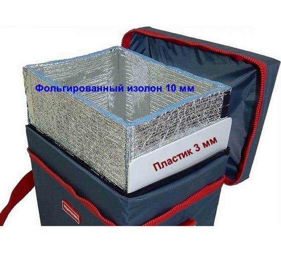 Термосумка A&P Thermo-box Термо-бокс, размер М, маренго с красной окантовкой TRB1051