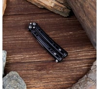 Нож-бабочка Мастер К лезвие 7 см, черный, рукоять с отверстиями, 9см 2301165