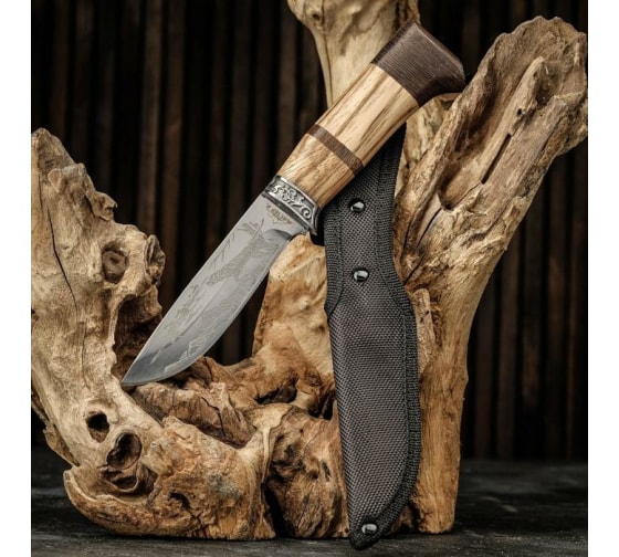 Охотничий нож Мастер К рукоять дерево с бронзой, клинок 11 см 4679965 1