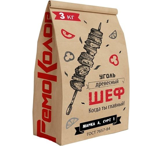 Древесный уголь РемоКолор, 3кг 69-9-928 1