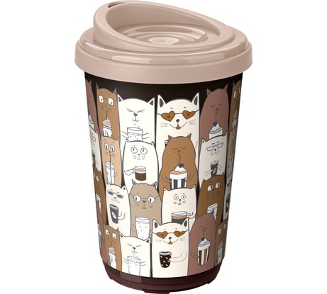 Термостакан с декором Phibo КОШКИ 400 мл, темно-бежевый 43323333254