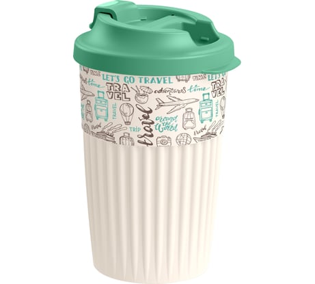 Стакан для горячих напитков с клапаном и декором Phibo Travel 450мл, зеленый 433277309