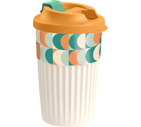 Стакан для горячих напитков с клапаном и декором Phibo Геометрия 450мл, оранжевый 433277308