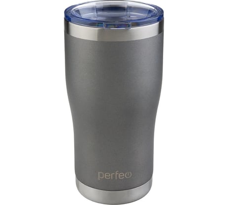 Термокружка для напитков Perfeo с прозрачной крышкой, 0.6 л, серый 30016 30016015