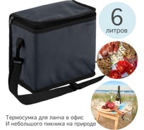 Термосумка с лямкой Paxwell Фреш 2S маленькая, цвет темно-серый, черная окантовка FRTB2S-101812