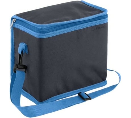 Сумка-холодильник с лямкой Paxwell Фреш 2S маленькая, цвет темно-серый, голубая окантовка FRTB2S-101808
