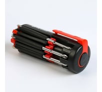 Многофункциональный инструмент Мастер К "Мастер на все руки", 6 LED, 7 отвёрток+фонарь, красный зажим, 4x10 см 7412591