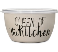 Эмалированная миска METROT Queen Of Kitchen без ручек с пластиковой крышкой, 14 см, 10 л, Спэшл 362684