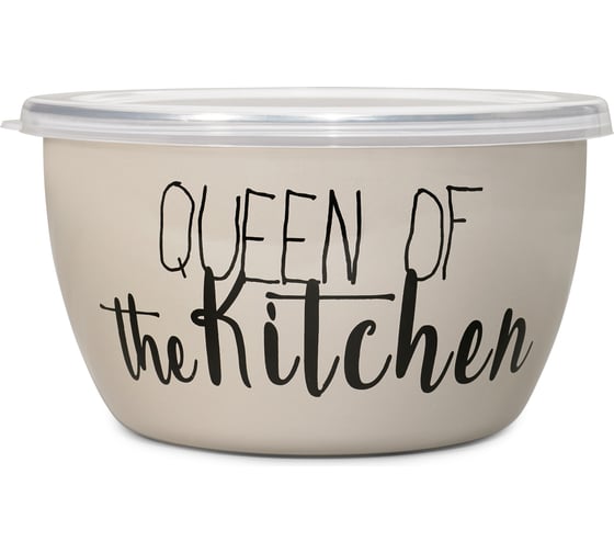 Эмалированная миска METROT Queen Of Kitchen без ручек с пластиковой крышкой, Спэшл, 16 см, 7 л 62685 1