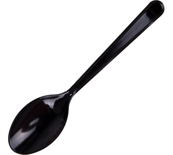 Одноразовые пластиковые столовые ложки Белый Аист 180мм, 50шт, ЭТАЛОН, черные 607836 21638926