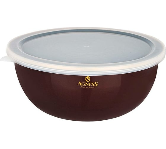 Эмалированная миска с пластиковой крышкой Agness серия ТЮДОР, 20x9 см, 1.7л 950-331
