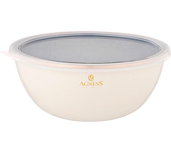 Эмалированная миска с пластиковой крышкой Agness серия ТЮДОР, 20x9 см,1.7 л 950-316 1