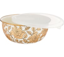Эмалированная миска с пластиковой крышкой Agness серия Ренессанс 24x10, 5 см, 2.8л 950-165