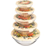 Набор мисок с крышкой Agness РОСКОШНЫЙ САД, 10 предметов, 150/250/450/630/1150 мл 887-114