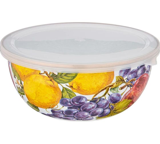 Эмалированная миска с пластиковой крышкой Agness серия ФЛАНДРИЯ, 24x10, 5 см, 2.8л 950-439 1