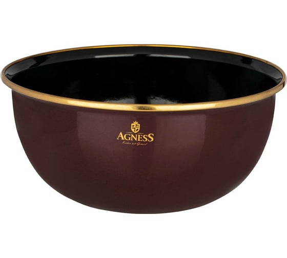 Эмалированная миска с пластиковой крышкой Agness серия ТЮДОР,  24x10,  5 см/ 2.8 л 950-332