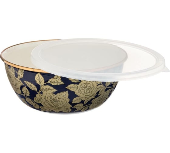 Эмалированная миска с пластиковой крышкой Agness серия РЕНЕССАНС, 20x9см, 1.7л 950-187 1