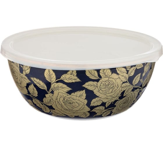 Эмалированная миска с пластиковой крышкой Agness серия РЕНЕССАНС, 20x9см, 1.7л 950-187