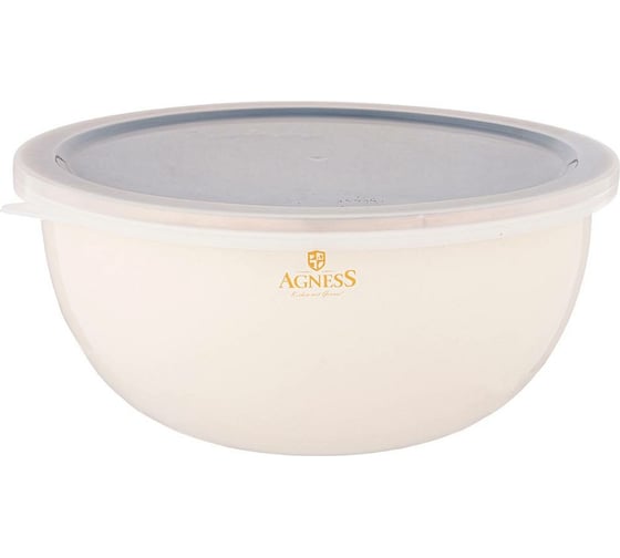 Эмалированная миска с пластиковой крышкой Agness серия ТЮДОР, 24x10.5 см, 2.8л 950-317