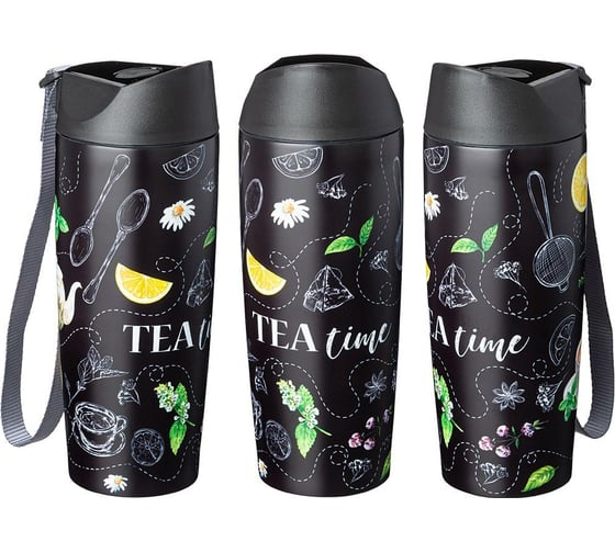 Термокружка с кнопкой-стоппером Agness TEA TIME 380 мл 709-090