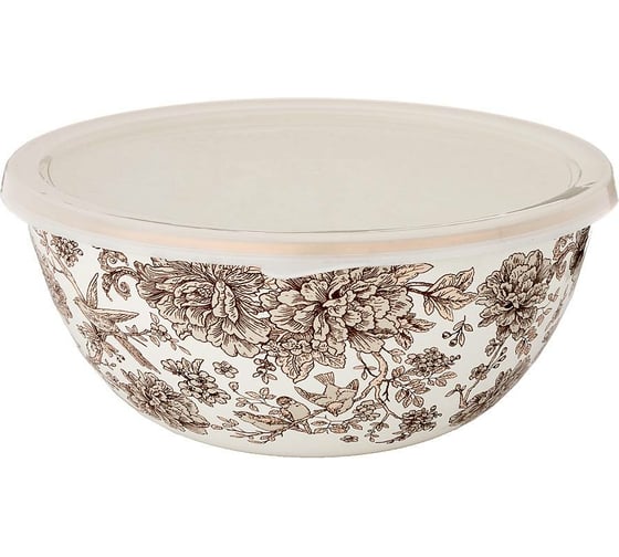 Эмалированная миска с пластиковой крышкой Agness серия ROYAL GARDEN 20x9 см, 1.7 л950-090