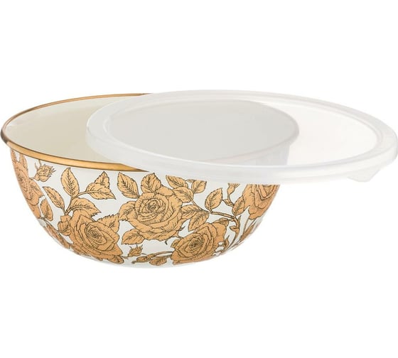 Эмалированная миска с пластиковой крышкой Agness серия РЕНЕССАНС, 20x9см, 1.7л 950-164 1