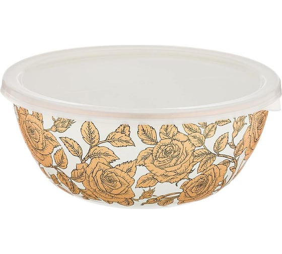 Эмалированная миска с пластиковой крышкой Agness серия РЕНЕССАНС, 20x9см, 1.7л 950-164