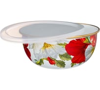 Эмалированная миска с пластиковой крышкой Agness серия МАКИ, 24x10, 5 см, 2.8 л 950-469