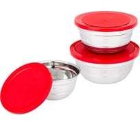 Набор мисок с крышками Agness 6 предметов, 0.6/1/1.3 л, D=14/16/18 см 880-130