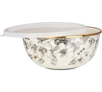 Эмалированная миска с пластиковой крышкой Agness серия Яблоневый сад, 20x9 см, 1.7л 950-528